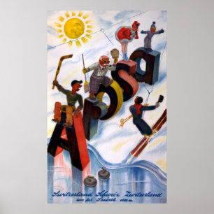 Arosa Switzerland Vintage Travel Poster