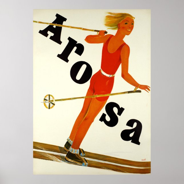 Arosa Switzerland Vintage Travel Poster (Front)