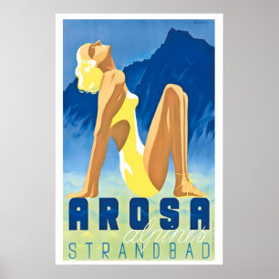 Arosa Switzerland Vintage Travel Poster - Framed