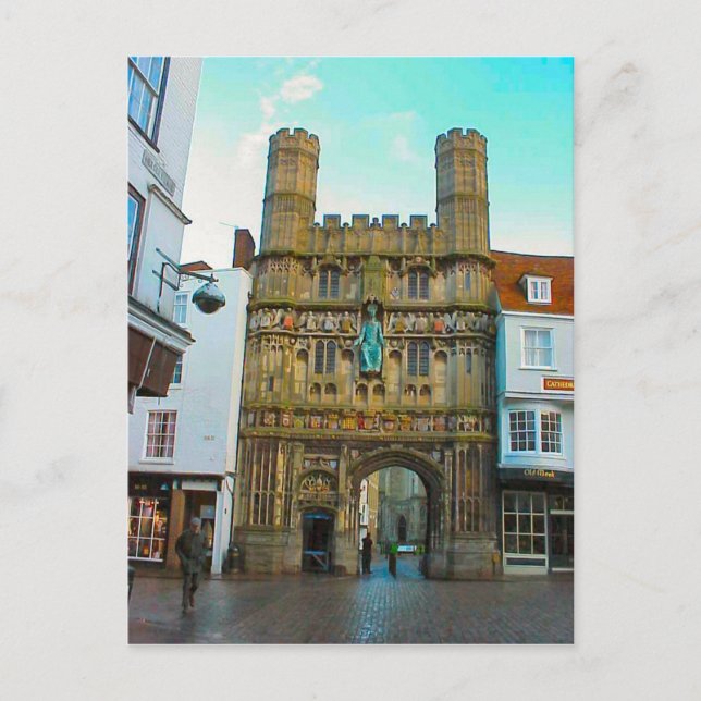 Around Britain,    Canterbury Cathedral gate Postcard (Front)