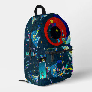 Around the Circle - Kandinsky Red Blue Abstract Printed Backpack