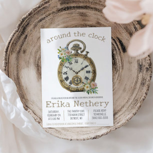 Around the Clock Themed Bridal Shower Invitation
