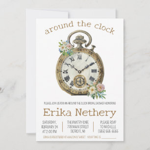 Around the Clock Themed Bridal Shower Invitation
