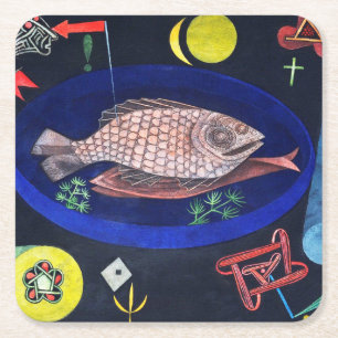 Around the Fish, Paul Klee Square Paper Coaster
