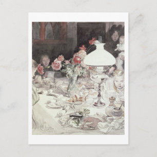 Around the Lamp at Evening, 1900 (w/c on paper) Postcard
