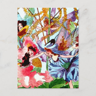 “Around the Maypole” Fairy Art by M T Ross Postcard