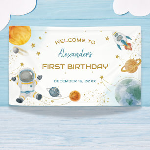  Around the Sun Space First Birthday Welcome Banner