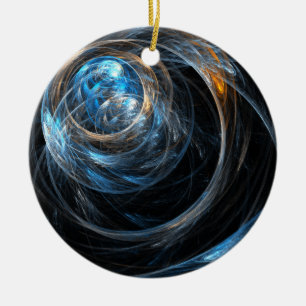 Around the World Abstract Art Circle Ornament