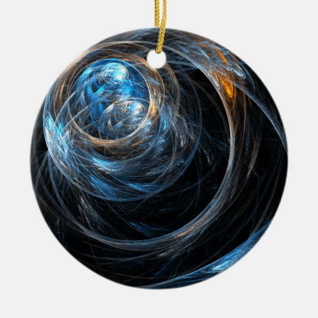Around the World Abstract Art Circle Ornament (Front)