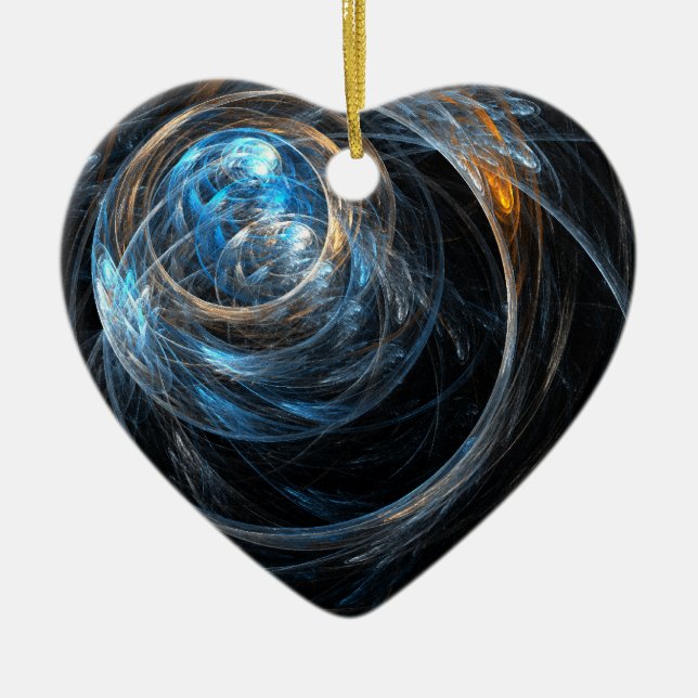 Around the World Abstract Art Heart Ornament (Front)