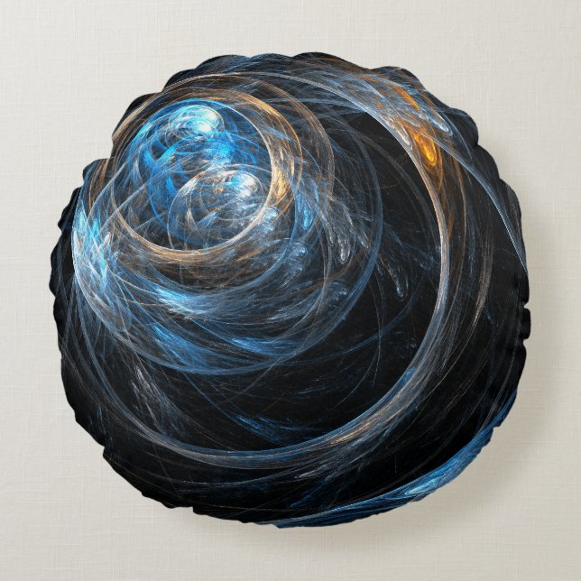 Around the World Abstract Art Round Pillow (Front)