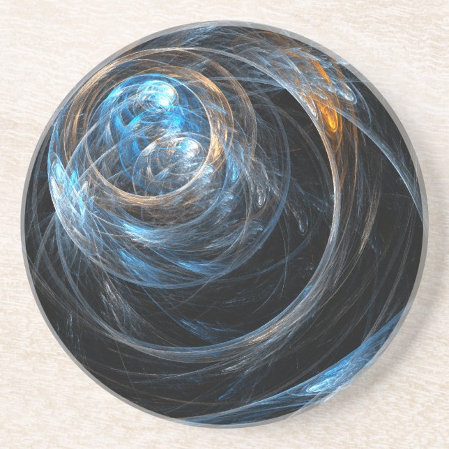 Around the World Abstract Art Sandstone Coaster (Front)