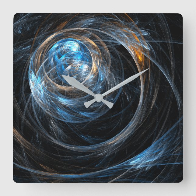 Around the World Abstract Art Square Square Wall Clock (Front)