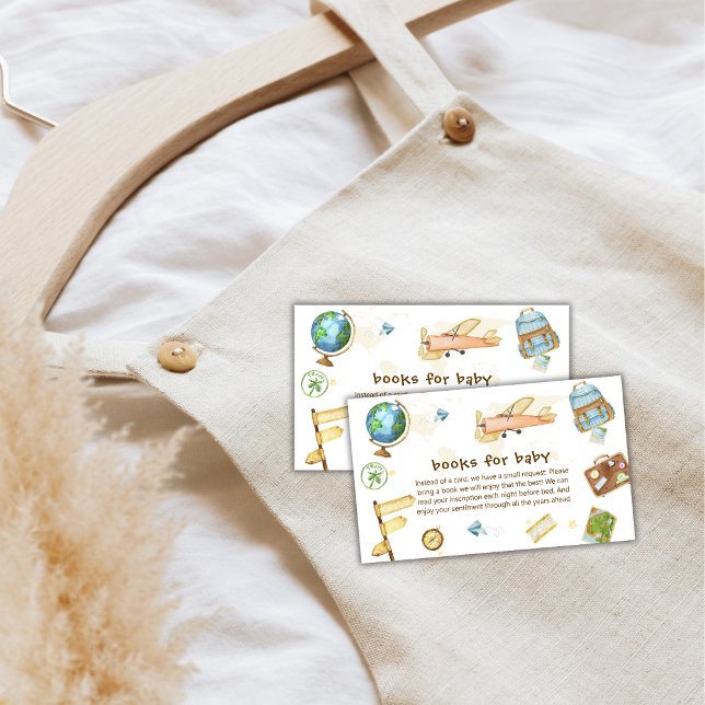 Around The World Airplane Books For Baby Shower  Enclosure Card (Around The World Airplane Books For Baby Shower Enclosure Card)