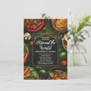 Around the World Bridal Shower Lunch Dinner Invitation