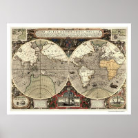 Around the World Drake Map - 1595