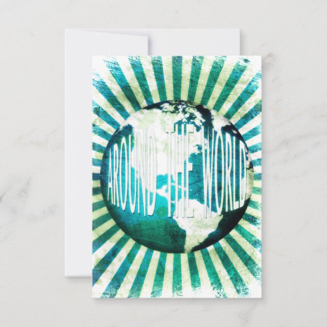 around the world : globe burst invitation (Front)