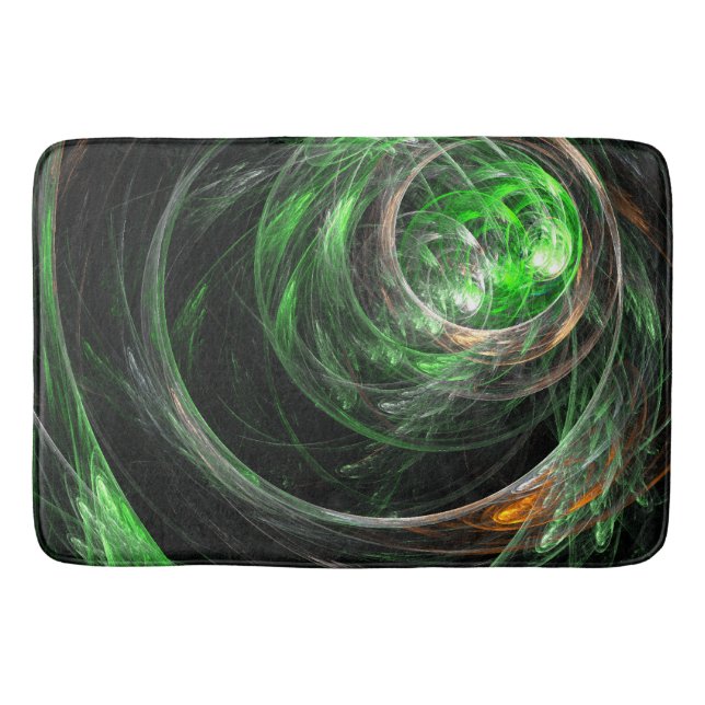 Around the World Green Abstract Art Bath Mat (Front)