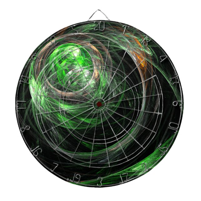 Around the World Green Abstract Art Dartboard (Front)