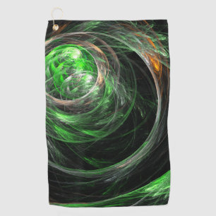 Around the World Green Abstract Art Golf Towel