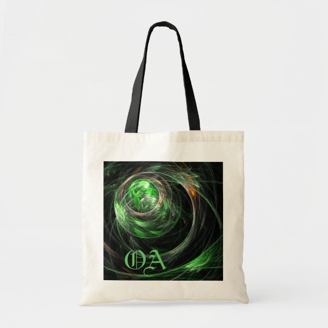 Around the World Green Abstract Art Monogram Bag (Front)