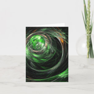 Around the World Green Abstract Art Note Card