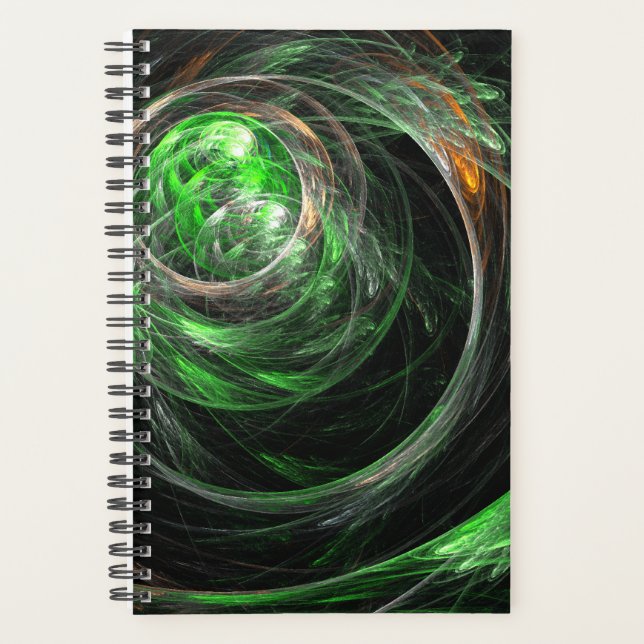 Around the World Green Abstract Art Planner (Front)