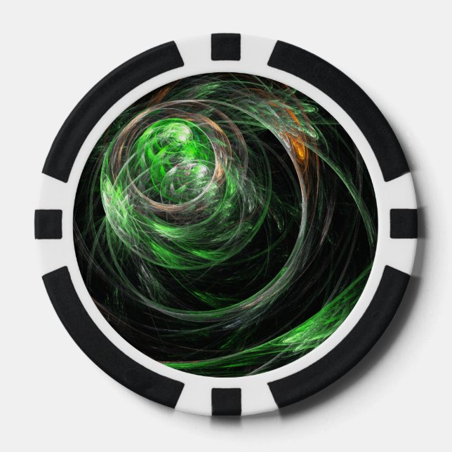 Around the World Green Abstract Art Poker Chips (Front)