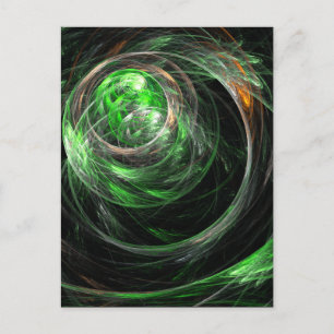 Around the World Green Abstract Art Postcard
