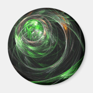 Around the World Green Abstract Art Round Magnet
