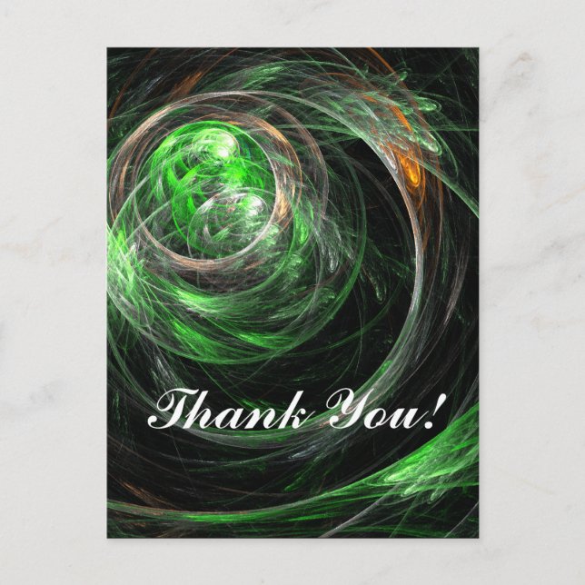 Around the World Green Thank You Postcard (Front)