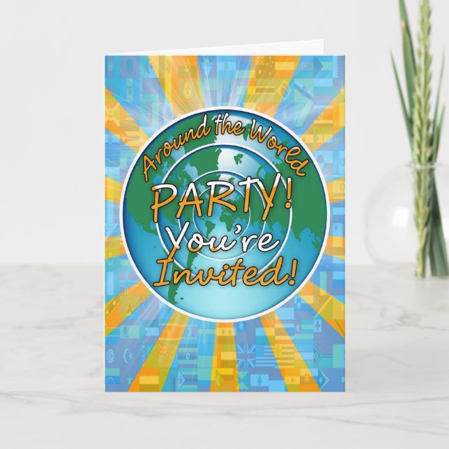 Around the world party with Globe Invitation (Front)