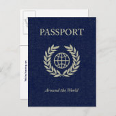 around the world : passport invitation postcard (Front/Back)