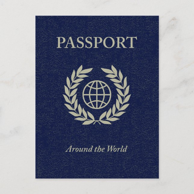 around the world : passport invitation postcard (Front)