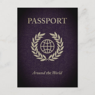 around the world passport postcard