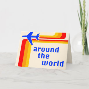 around the world : retro stripes invitation