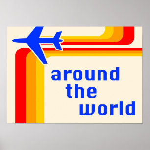 around the world : retro stripes poster