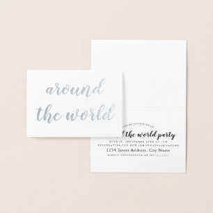 around the world silver foil card
