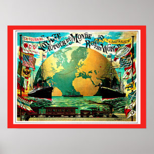 Around The World Voyage Vintage Travel Poster