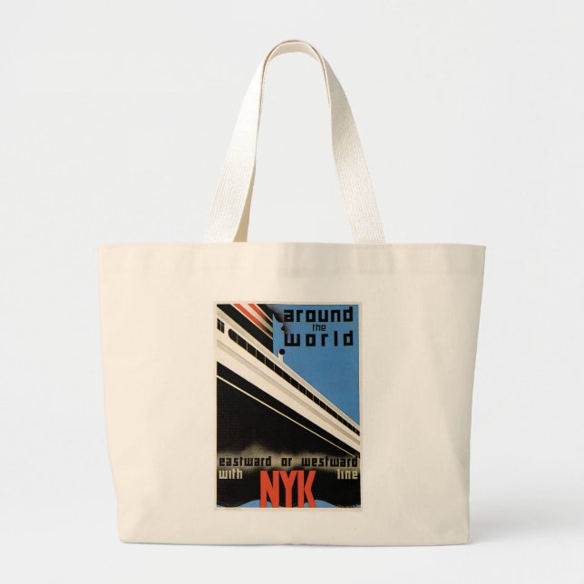 Around the World with NYK Large Tote Bag (Front)