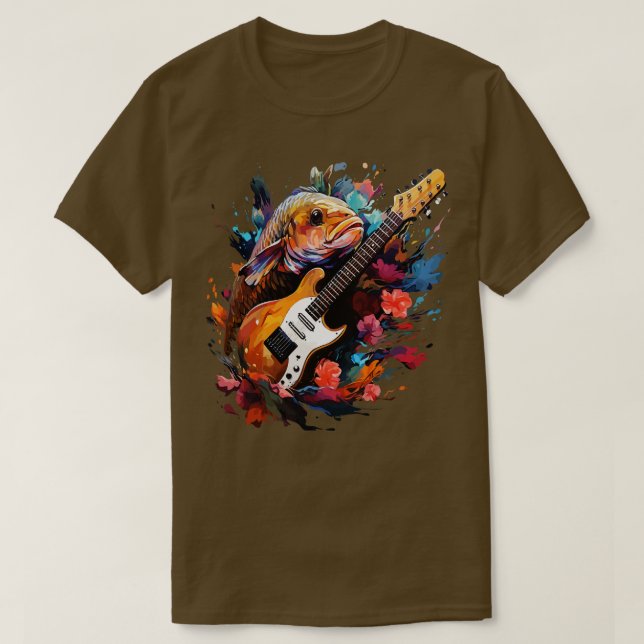 Arowana Playing Guitar T-Shirt (Design Front)