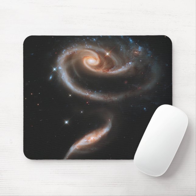Arp 273 Interacting Galaxies In Andromeda. Mouse Mat (With Mouse)