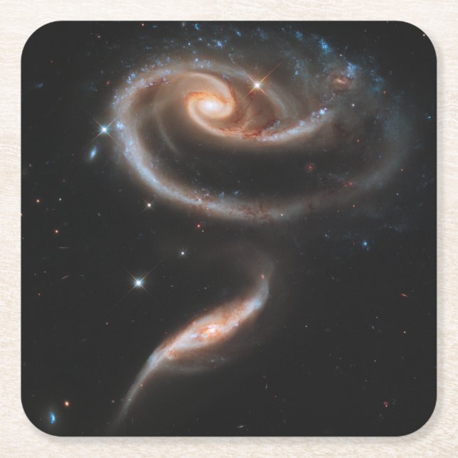 Arp 273 Interacting Galaxies In Andromeda. Square Paper Coaster (Front)
