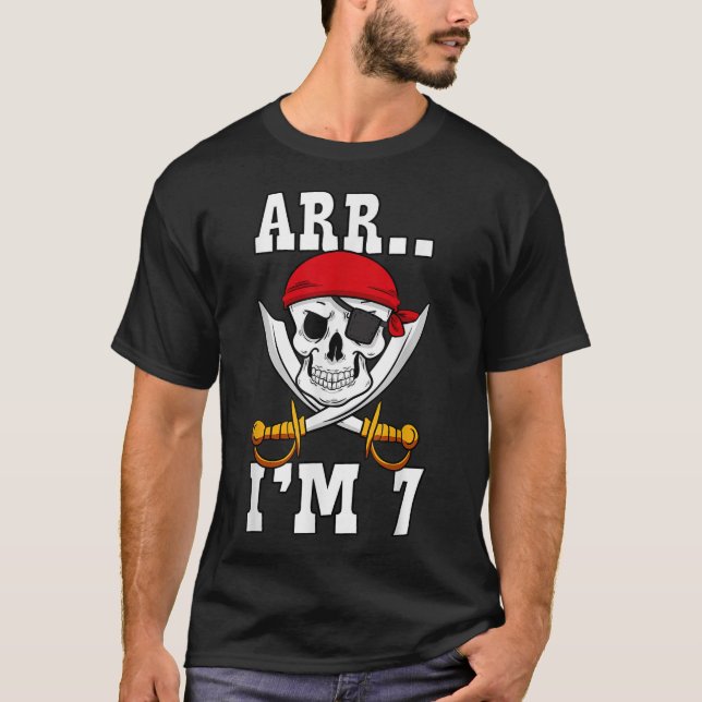 Arr.. I'M 7 Pirate Themed 7Th Birthday Party Boy T-Shirt (Front)