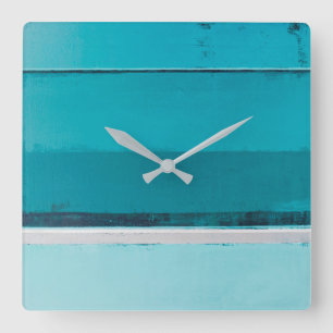 'Arrange' Teal and Grey Abstract Art Square Wall Clock