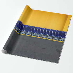 Arranged blue grocery carts wrapping paper