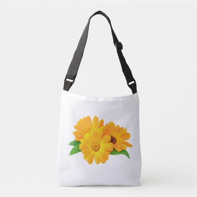 Arranged Calendula Flowers Crossbody Bag (Front)