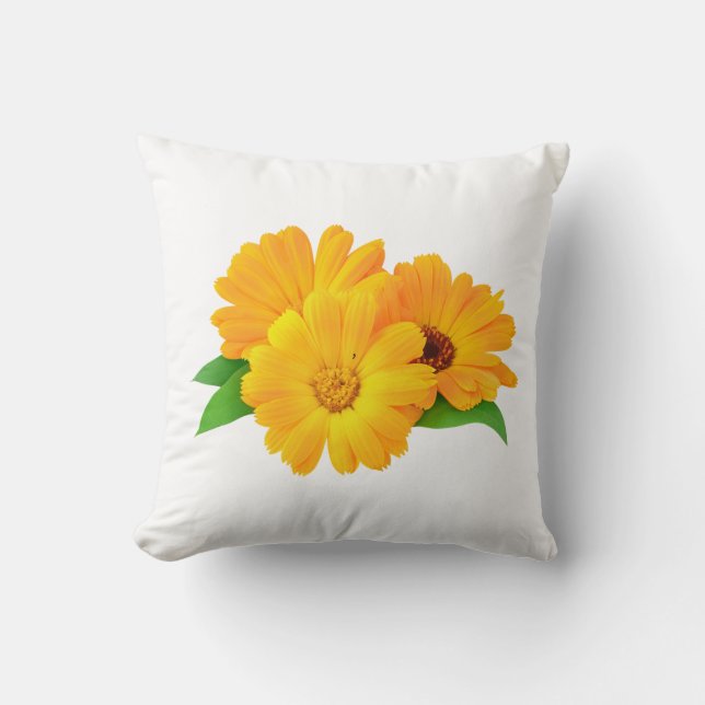 Arranged Calendula Flowers Cushion (Front)