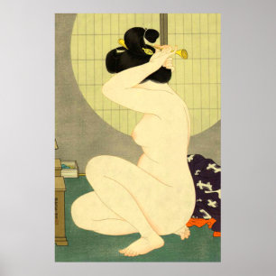 Arranging Hair After a Bath Hakuho Hirano 1932 Poster