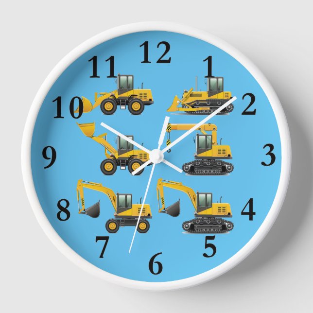 Array of Heavy Construction Equipment round clock (Front)